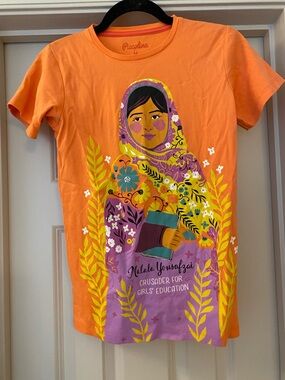Piccolina size 14 Coral Graphic Short-Sleeve Tee Featuring Malala Design